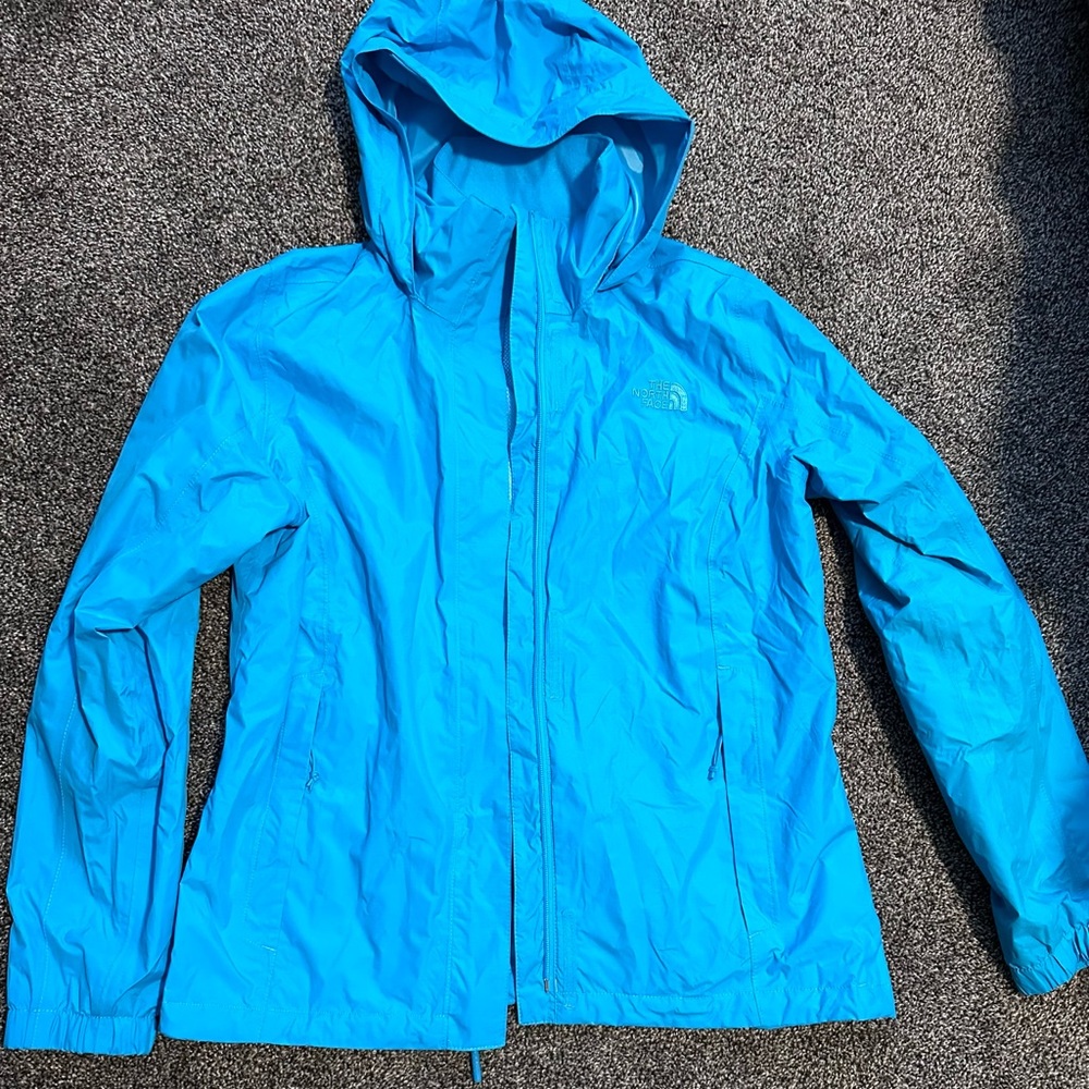 The North Face Resolve 2 Waterproof Dryvent Hooded Rain Jacket Aqua Teal Women L